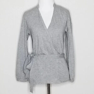 NWT J.Crew Gray Long Sleeve Wrap Top XS
